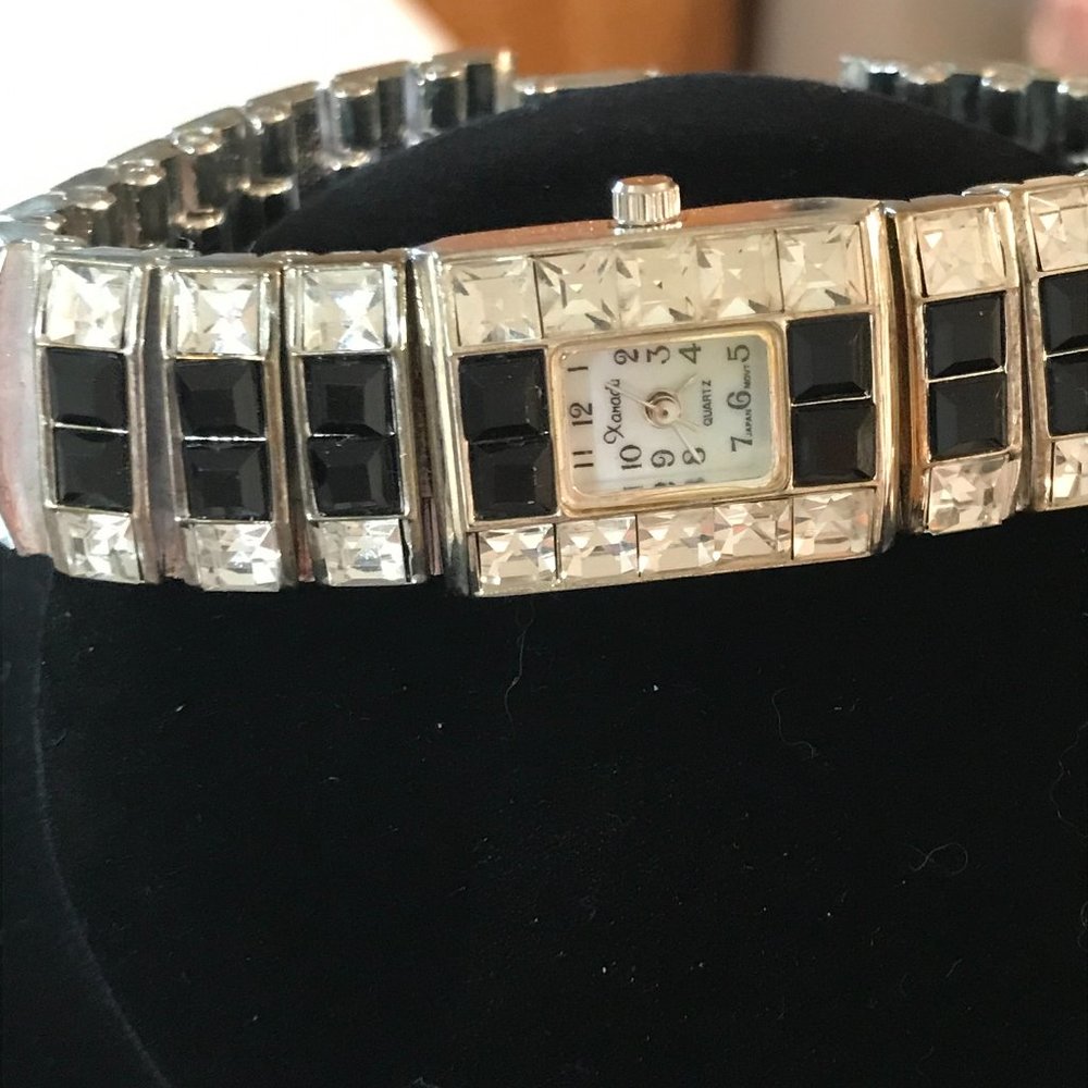 Bling Black with CZ Quartz Watch EUC Needs Battery - Picture 2 of 3